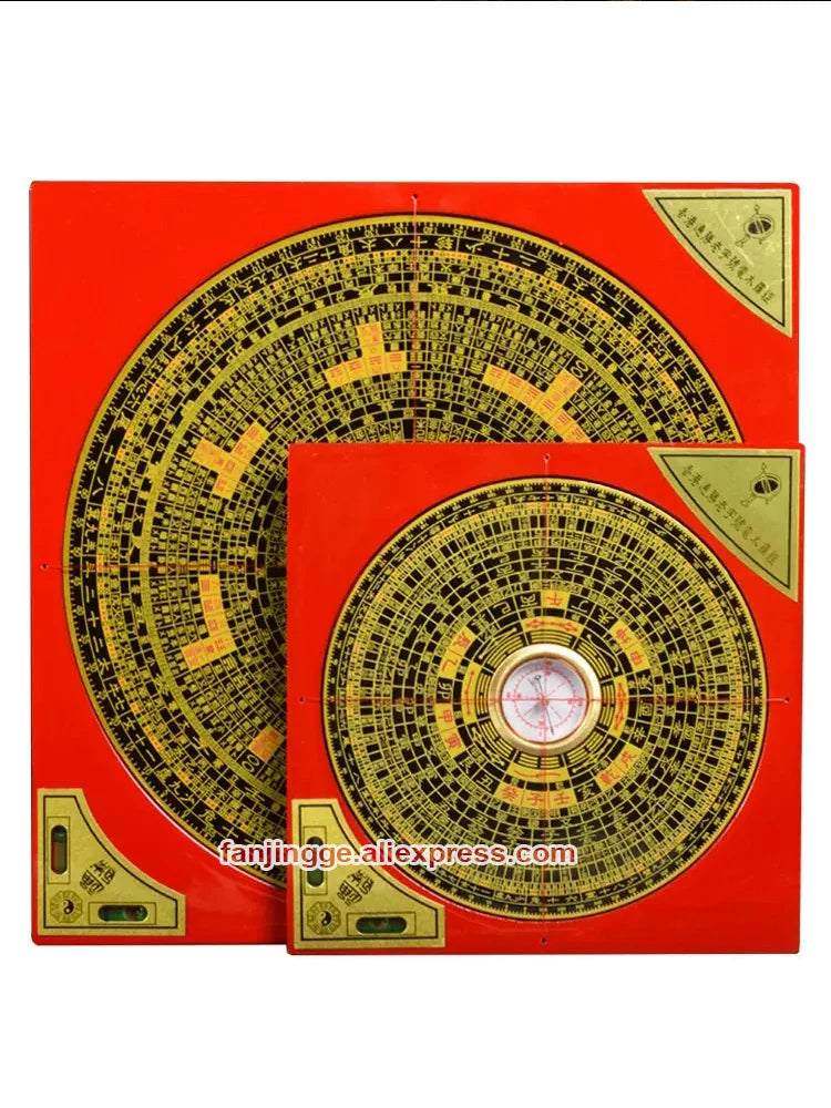 Chinese Feng Shui Compass Square Copper Surface Luopan Luo Jing Yi Professional Master Supplies Home Decor Compasses Pros Plaza