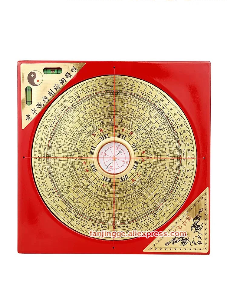 Chinese Feng Shui Compass Square Copper Surface Luopan Luo Jing Yi Professional Master Supplies Home Decor Compasses Pros Plaza