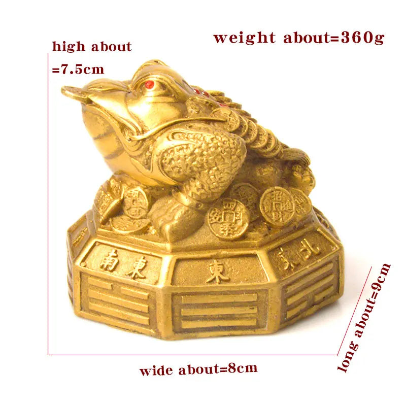 Chinese Feng Shui Copper The Eight Trigrams Base Toad Coins Gold Lucky Home Decoration Apotropaic Brass Furnishing Articles