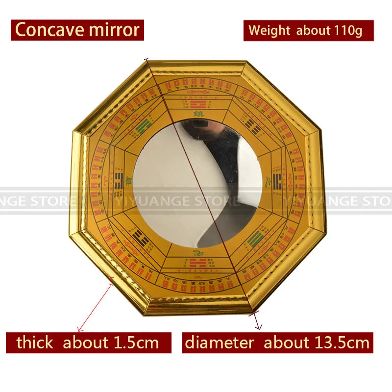 Chinese Feng Shui Dent Concave Convex Metal Bagua Pakua Mirror Compass For Lucky And Blessing Home Wall Decorative