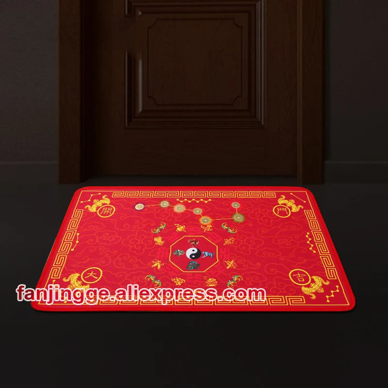 Chinese Feng Shui Hua Taisui five elements coin Babgua Big Dipper Door mat Flannel Home Decoration Non-slip Floor Mat