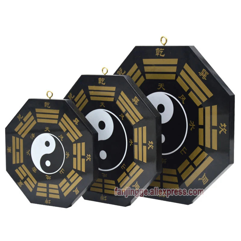 Chinese Feng Shui Peach Wood Bagua Mirror Copper Coins Mascot Compass For Lucky And Blessing Home Wall Decoration Accessories