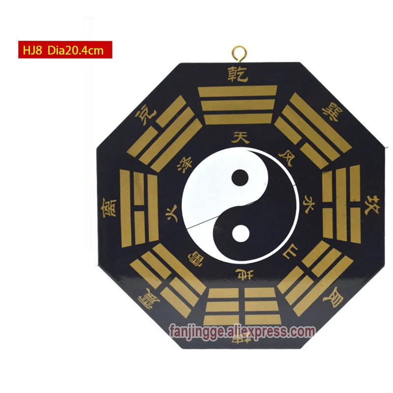 Chinese Feng Shui Peach Wood Bagua Mirror Copper Coins Mascot Compass For Lucky And Blessing Home Wall Decoration Accessories