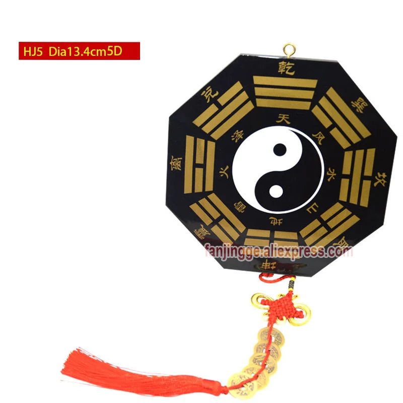 Chinese Feng Shui Peach Wood Bagua Mirror Copper Coins Mascot Compass For Lucky And Blessing Home Wall Decoration Accessories