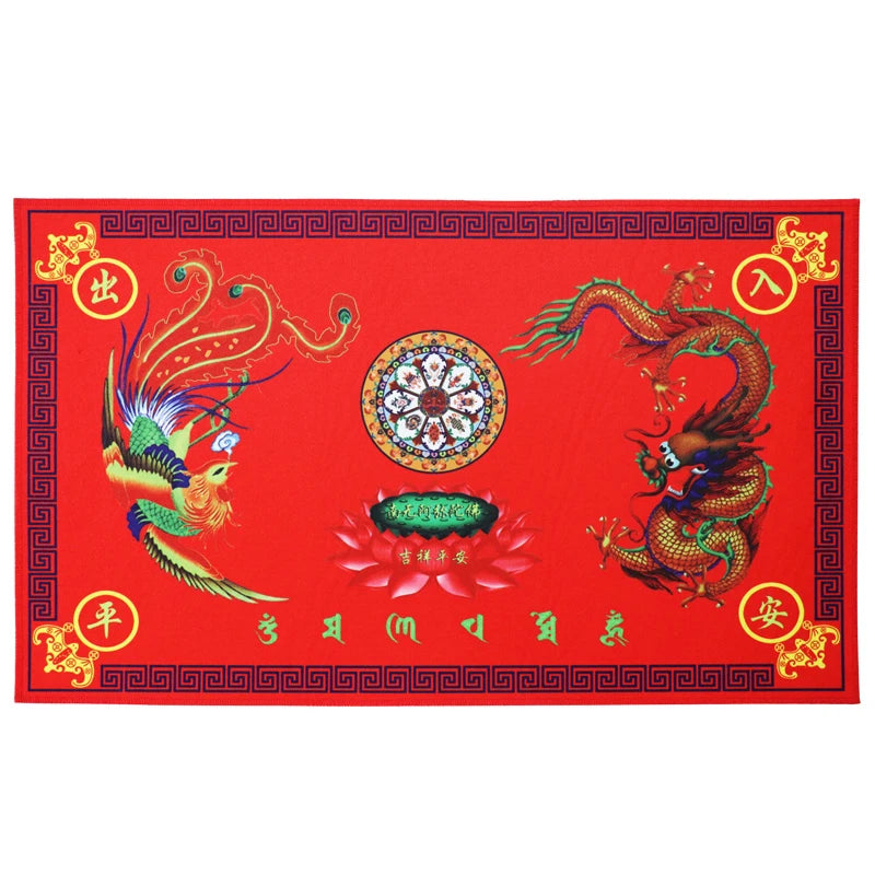 Chinese Feng Shui Wufu Linmen five elements coin Babgua Big Dipper Door mat Flannel Home Decoration Non-slip Floor Mat