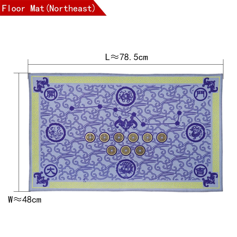 Chinese Feng Shui Wufu Linmen five elements coin Babgua Big Dipper Door mat Flannel Home Decoration Non-slip Floor Mat