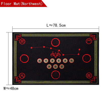 Chinese Feng Shui Wufu Linmen five elements coin Babgua Big Dipper Door mat Flannel Home Decoration Non-slip Floor Mat