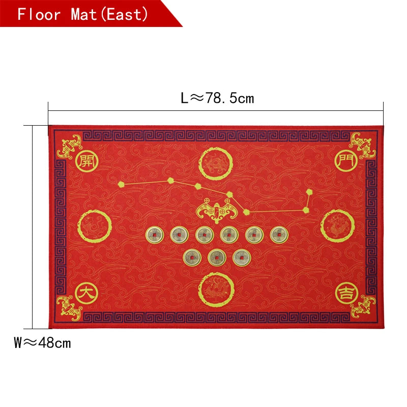 Chinese Feng Shui Wufu Linmen five elements coin Babgua Big Dipper Door mat Flannel Home Decoration Non-slip Floor Mat