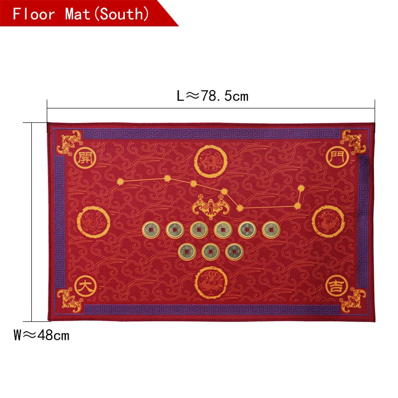 Chinese Feng Shui Wufu Linmen five elements coin Babgua Big Dipper Door mat Flannel Home Decoration Non-slip Floor Mat