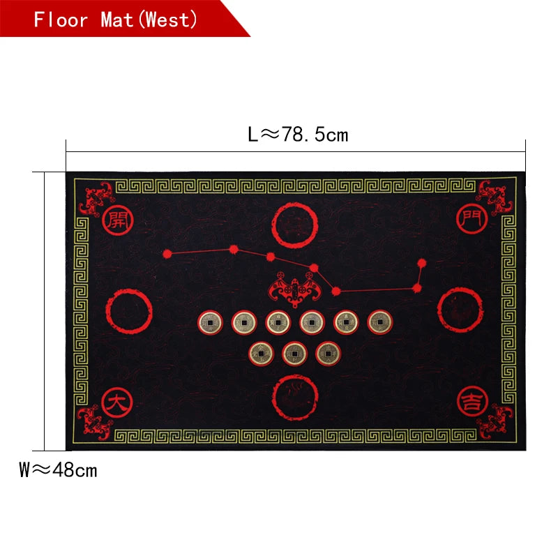 Chinese Feng Shui Wufu Linmen five elements coin Babgua Big Dipper Door mat Flannel Home Decoration Non-slip Floor Mat