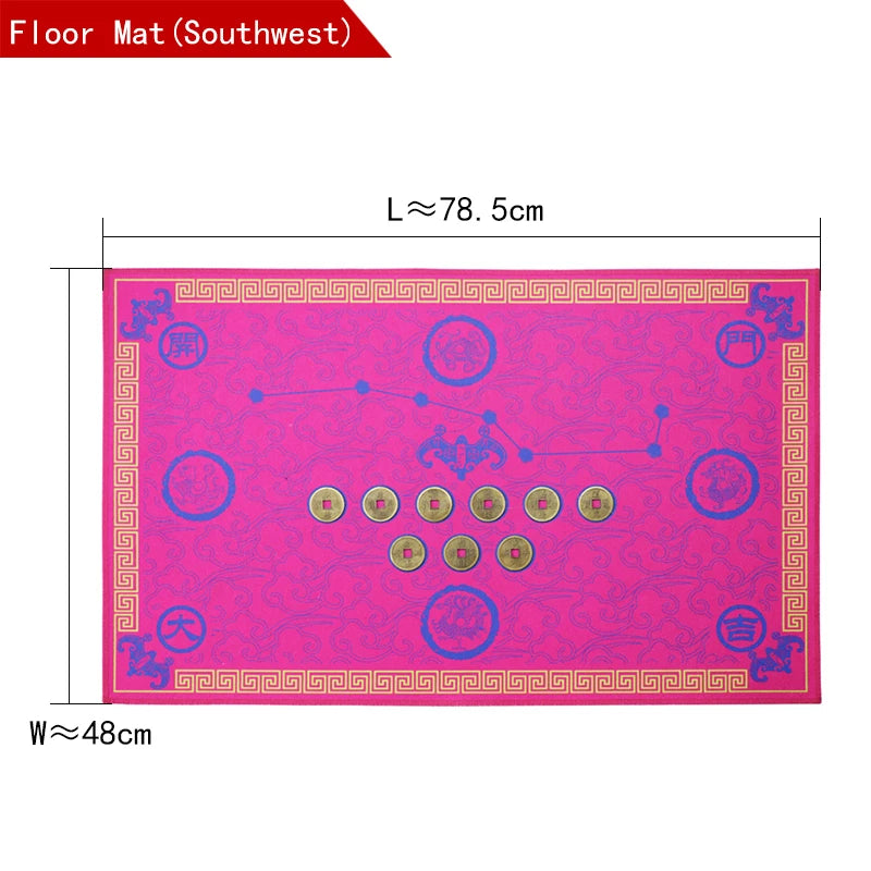 Chinese Feng Shui Wufu Linmen five elements coin Babgua Big Dipper Door mat Flannel Home Decoration Non-slip Floor Mat