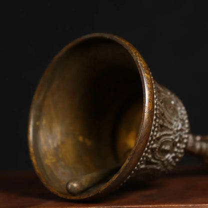 Chinese antique brass five-strand large hand-cranked Vajra hand-cranked bell instrument supplies bell Taoist Sanqing ornaments