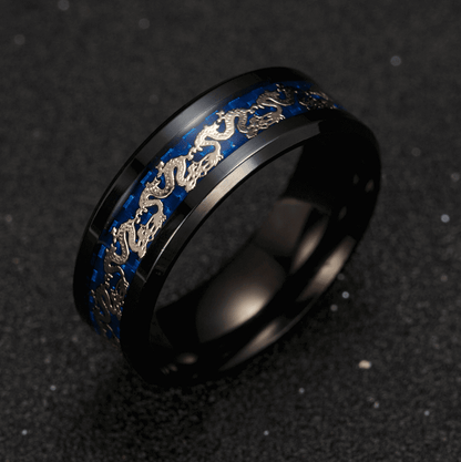 Chinese Dragon Inlay Ring - Attract Luck