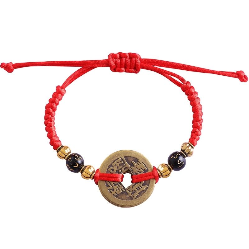 Chinese Lucky Coins Bracelet - Five Emperor Coins Feng Shui