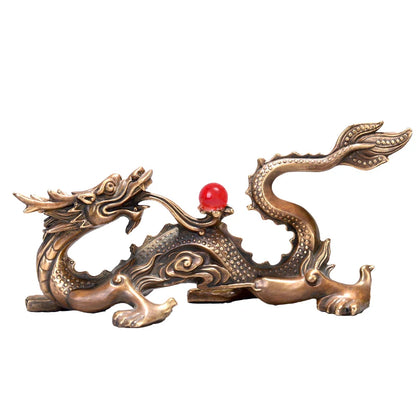 Copper Chinese Dragon Figurines  Desk Ornaments Brass Feng Shui Animal Home Decor Office Desk Decorations