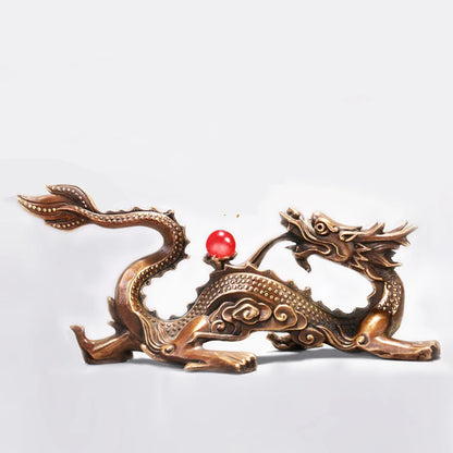 Copper Chinese Dragon Figurines  Desk Ornaments Brass Feng Shui Animal Home Decor Office Desk Decorations