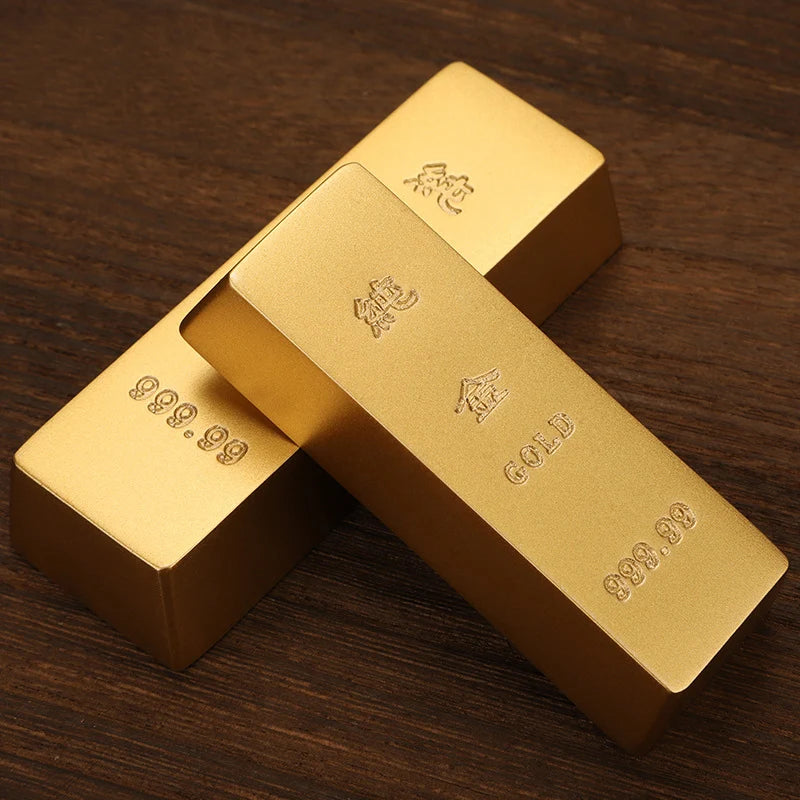 Copper Imitation Gold Bar Fake Golden Bar Ingot Brass Solid Matte  Props Simulation Bullion Brick  Feng Shui Home Decor