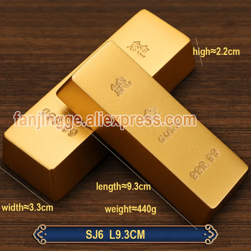 Copper Imitation Gold Bar Fake Golden Bar Ingot Brass Solid Matte  Props Simulation Bullion Brick  Feng Shui Home Decor