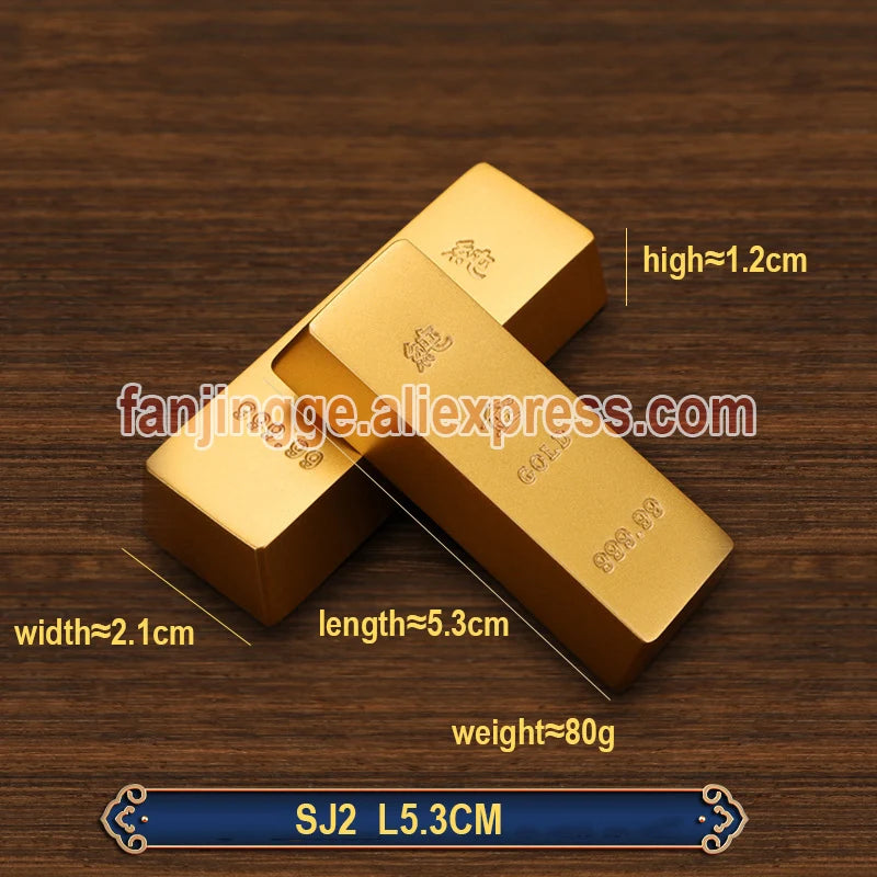 Copper Imitation Gold Bar Fake Golden Bar Ingot Brass Solid Matte  Props Simulation Bullion Brick  Feng Shui Home Decor