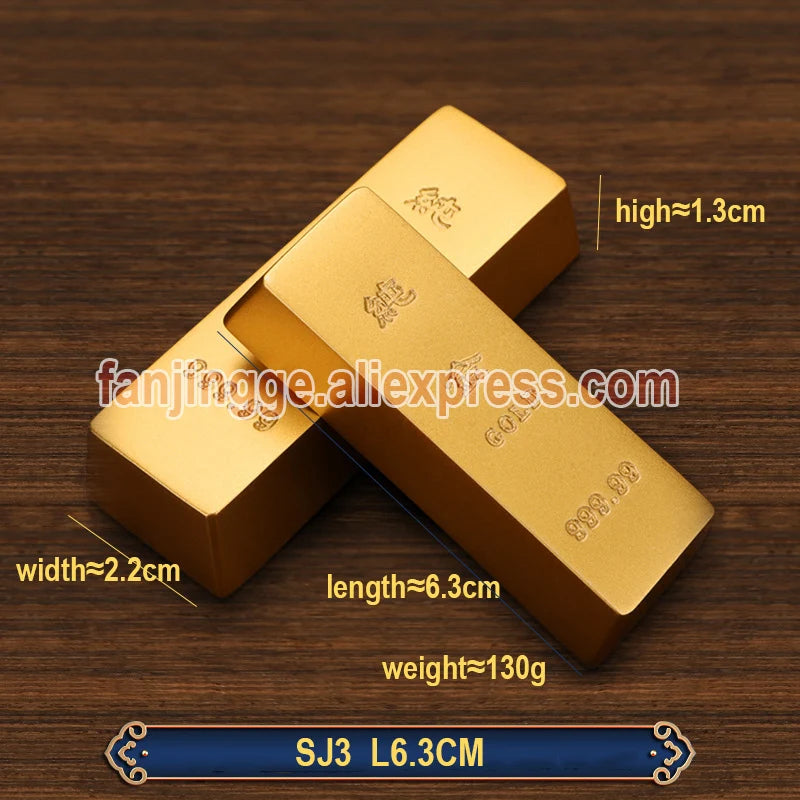 Copper Imitation Gold Bar Fake Golden Bar Ingot Brass Solid Matte  Props Simulation Bullion Brick  Feng Shui Home Decor