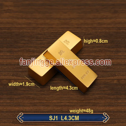 Copper Imitation Gold Bar Fake Golden Bar Ingot Brass Solid Matte  Props Simulation Bullion Brick  Feng Shui Home Decor