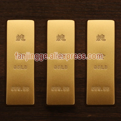 Copper Imitation Gold Bar Fake Golden Bar Ingot Brass Solid Matte  Props Simulation Bullion Brick  Feng Shui Home Decor