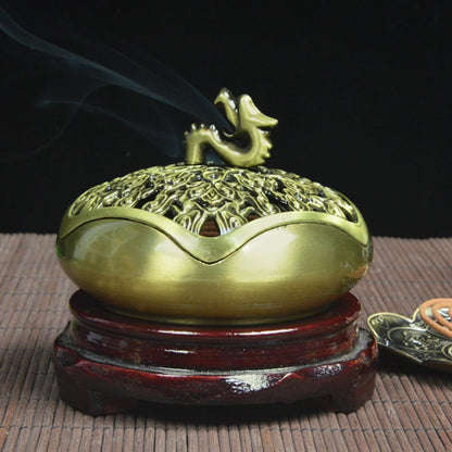 Copper antique feng shui Chinese Dragon incense burner Buddhist temple worship supplies aromatherapy furnace line incense coil