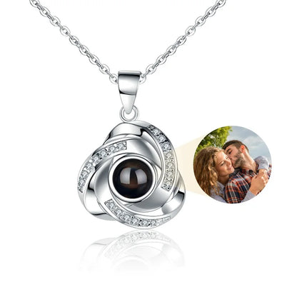 Custom Photo Projection Necklace with Picture Inside I Love You Necklace 100 Languages Personalized Heart Pendant Necklace Gift