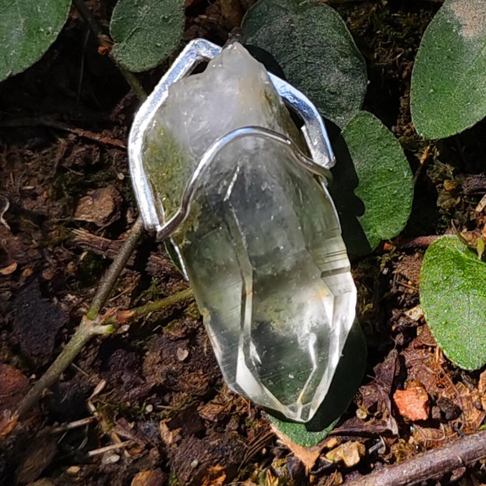 Healing Waves of Light Clear Quartz Sterling Silver Crystal Pendant