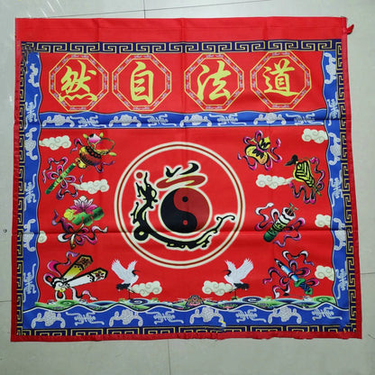 Daotang supplies, Taoist table surround, altar cloth, eight immortals magic instrument, 1 meter Taoist natural red tablecloth