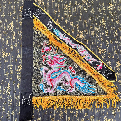 Double sided embroidered jacquard fabric with five dragon flags and five color flags, Taoist supplies