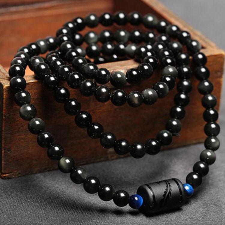 Dragon and Phoenix Obsidian Bracelet Wrap - Inspire Honesty and Eternal Love