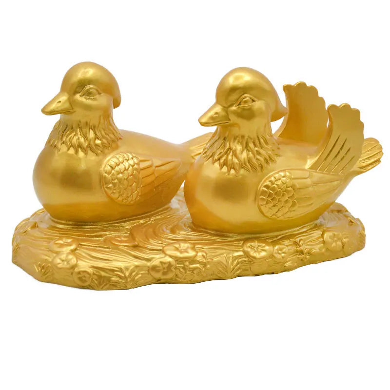 Exquisite China Fengshui Resin Mandarin Duck Bird Statue Carving Wedding Gifts Home Decoration Accessorie Metal Handicraft