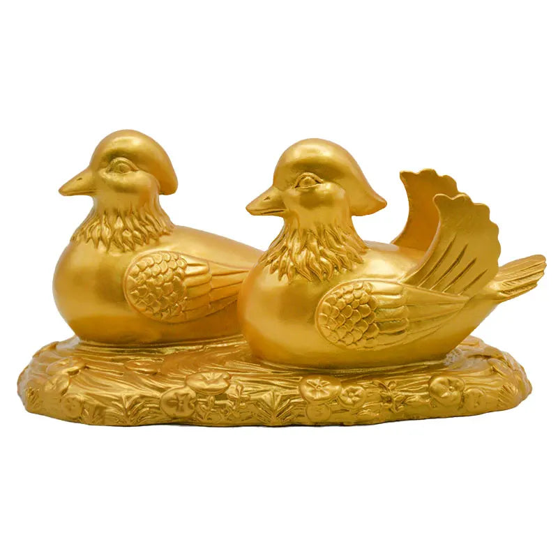 Exquisite China Fengshui Resin Mandarin Duck Bird Statue Carving Wedding Gifts Home Decoration Accessorie Metal Handicraft