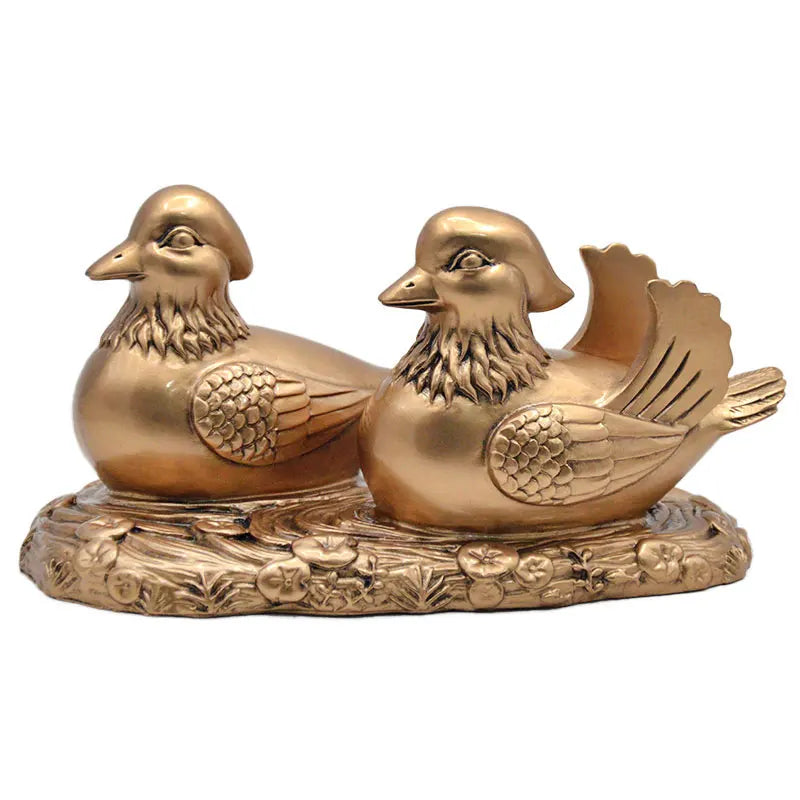 Exquisite China Fengshui Resin Mandarin Duck Bird Statue Carving Wedding Gifts Home Decoration Accessorie Metal Handicraft