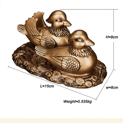 Exquisite China Fengshui Resin Mandarin Duck Bird Statue Carving Wedding Gifts Home Decoration Accessorie Metal Handicraft