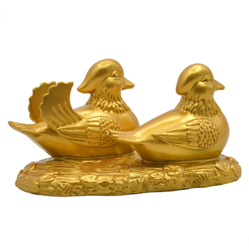 Exquisite China Fengshui Resin Mandarin Duck Bird Statue Carving Wedding Gifts Home Decoration Accessorie Metal Handicraft