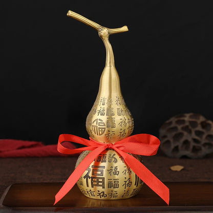 Feng Shui Baifu Wu Lou Copper Fu Word Gourd Ornament Brass Opening Large Amulet Hulu Living Room Home Decoration Accessories