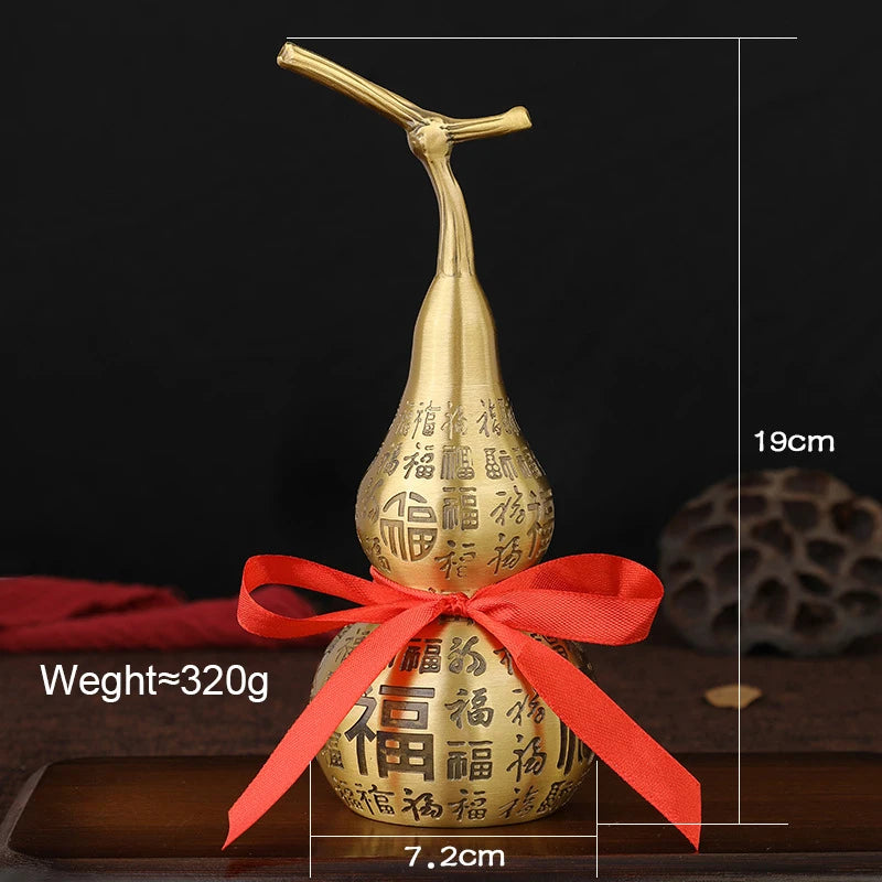 Feng Shui Baifu Wu Lou Copper Fu Word Gourd Ornament Brass Opening Large Amulet Hulu Living Room Home Decoration Accessories