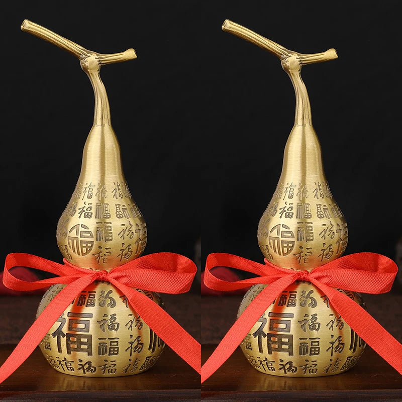 Feng Shui Baifu Wu Lou Copper Fu Word Gourd Ornament Brass Opening Large Amulet Hulu Living Room Home Decoration Accessories