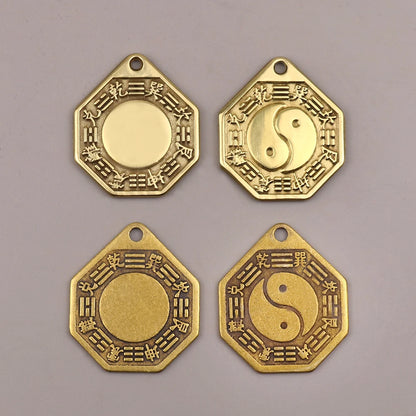 Feng Shui Chinese Copper Keychain Tai Chi Convex Concave BaGua Mirror Tai Sui Amulet 2021 Wealth Home Decoration Accessories