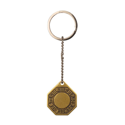 Feng Shui Chinese Copper Keychain Tai Chi Convex Concave BaGua Mirror Tai Sui Amulet 2021 Wealth Home Decoration Accessories