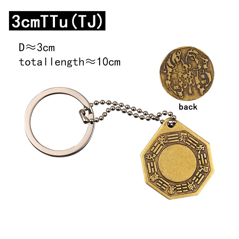 Feng Shui Chinese Copper Keychain Tai Chi Convex Concave BaGua Mirror Tai Sui Amulet 2021 Wealth Home Decoration Accessories