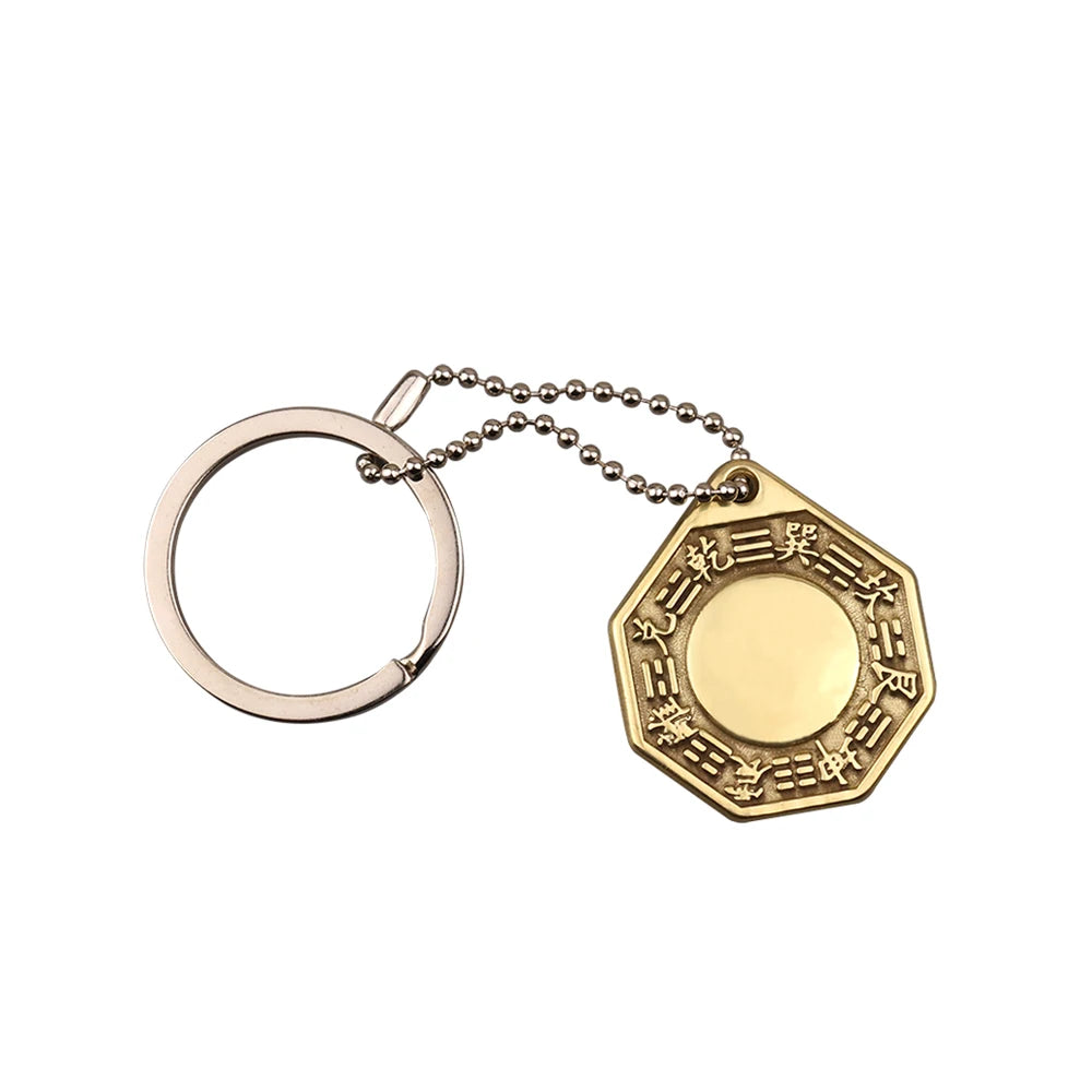 Feng Shui Chinese Copper Keychain Tai Chi Convex Concave BaGua Mirror Tai Sui Amulet 2021 Wealth Home Decoration Accessories