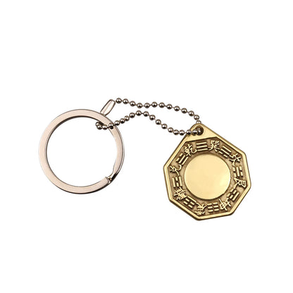 Feng Shui Chinese Copper Keychain Tai Chi Convex Concave BaGua Mirror Tai Sui Amulet 2021 Wealth Home Decoration Accessories