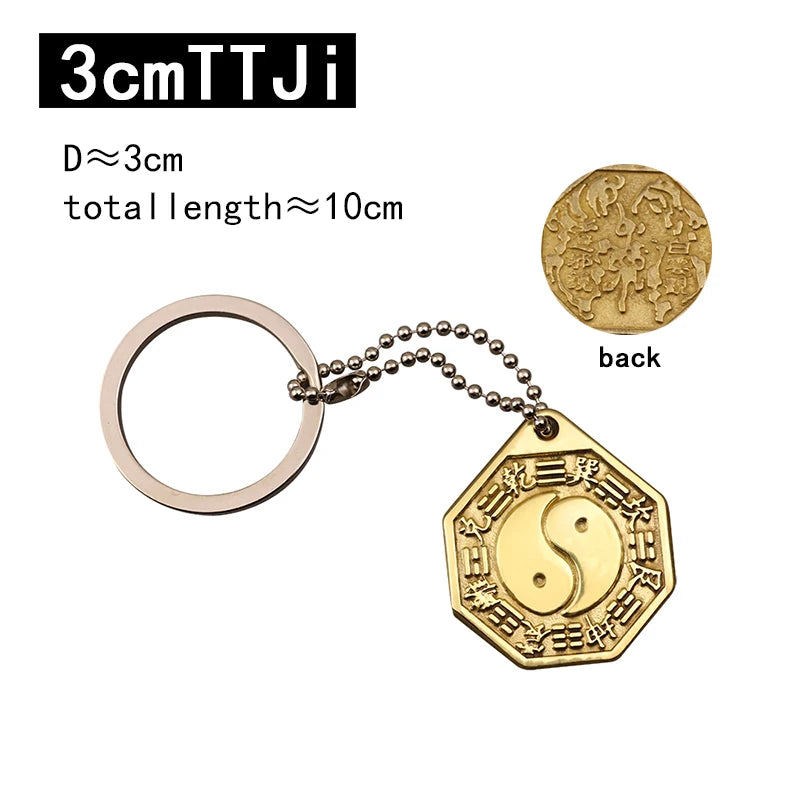 Feng Shui Chinese Copper Keychain Tai Chi Convex Concave BaGua Mirror Tai Sui Amulet 2021 Wealth Home Decoration Accessories