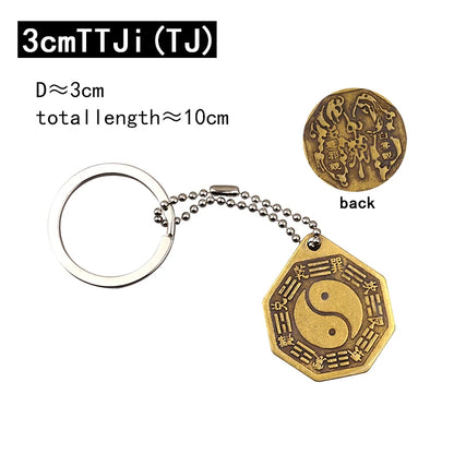 Feng Shui Chinese Copper Keychain Tai Chi Convex Concave BaGua Mirror Tai Sui Amulet 2021 Wealth Home Decoration Accessories