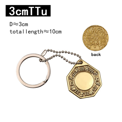 Feng Shui Chinese Copper Keychain Tai Chi Convex Concave BaGua Mirror Tai Sui Amulet 2021 Wealth Home Decoration Accessories