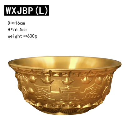 Feng Shui Chinese Decor The Bronze Sculpture Cornucopia Carved Metal bowl Handicraft Home Decoration