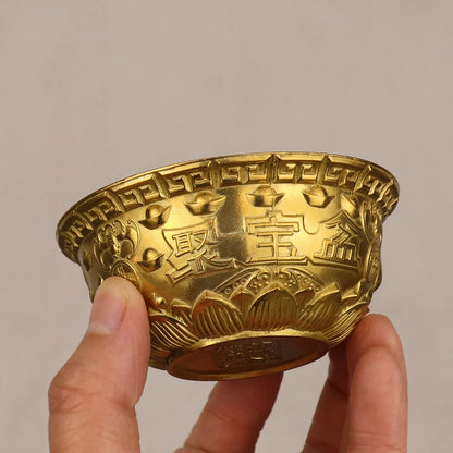 Feng Shui Chinese Decor The Bronze Sculpture Cornucopia Carved Metal bowl Handicraft Home Decoration